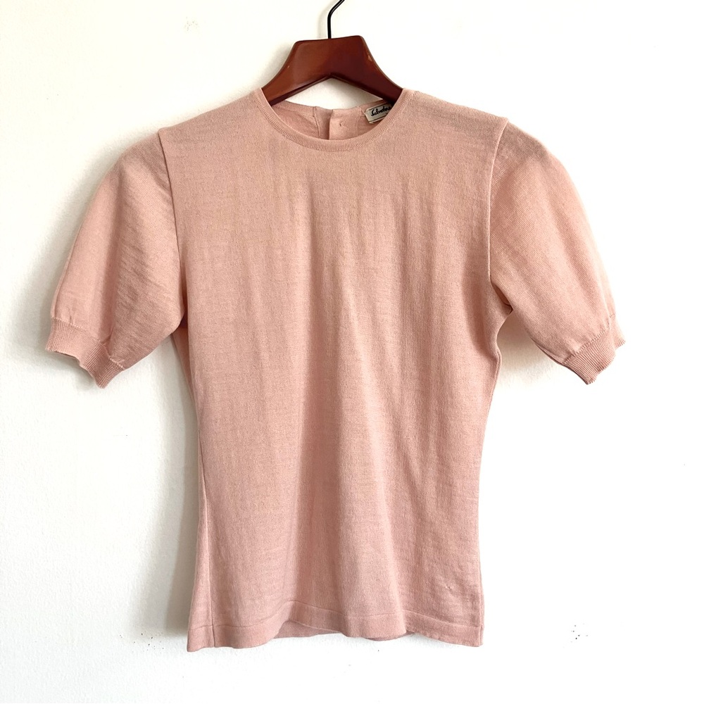 Salvatore Ferragamo Pink Blush Short Sleeve Knit Sweater Top Size XS